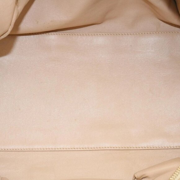 CHANEL Grained Calf Skin Tote Bag Leather White CC Auth 28380A - Picture 11 of 16